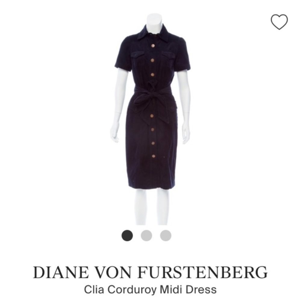 Diane Von Furstenberg Clia Corduroy Navy Dress 10